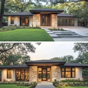 Luminous Rancher with Stone and Glass Contrast