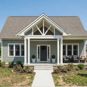 Calm Suburban Porch Gable Cottage