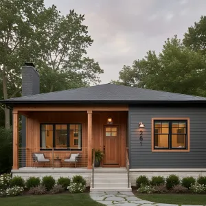 Warm Cedar Porch Bungalow