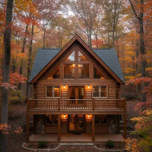The Log Palace Amidst Autumn’s Kiss