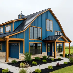 Blue Barnhouse Splendor: A Vision in Color