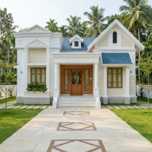 Tropical Manor Cottage With Blue Gables