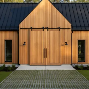 Cedar Gable With Black Metal Roof