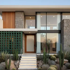 Cactus-Embraced Serenity in Stone