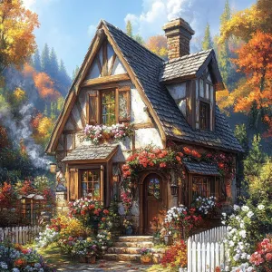 The Quaint Petal-Crowned Cottage