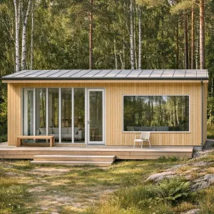 Birch-Edge Linear Timber Lounge Cabin