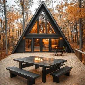 A-Frame Cabin Dream in an Autumn Wonderland