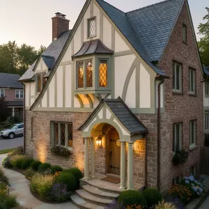 Sage-Trimmed Leadlight Tudor Cottage