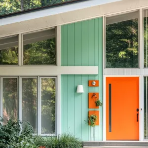 Soft Mint Green With Vibrant Orange Highlights