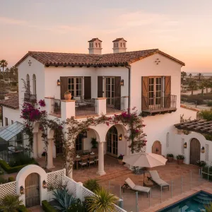 Seaside Hacienda With Vine-Kissed Arcades
