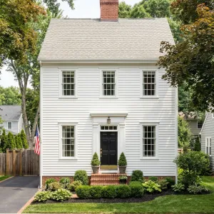 Crisp White Colonial With Ink Door
