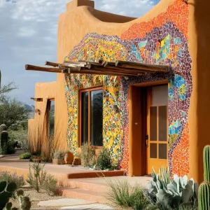 Adobe Homes Featuring Vibrant Mosaic Walls