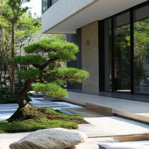 Courtyards With Rock Gardens and Bonsai Trees