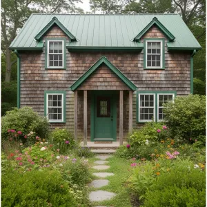 Shingled Cottage with a Spruce Green Touch