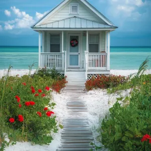 Quaint Beachside Cottage With Flower-Lined Path