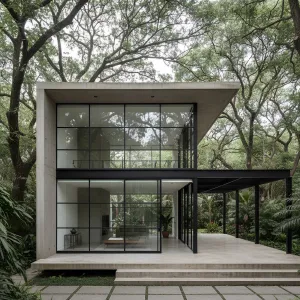 Glass Pavilion in the Whispering Jungle