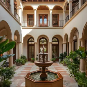 Central Courtyard With a Water Fountain