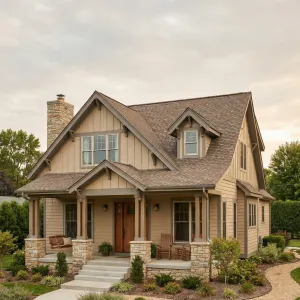 Beige Bungalow With Storybook Porch