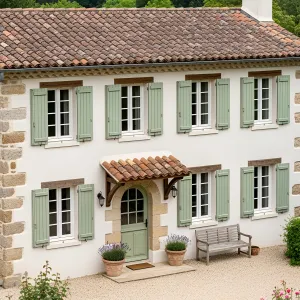 Picturesque Pastel Paradise with Sage Shutters