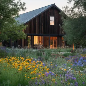 Rustic Barn-style House With Wildflower Garden