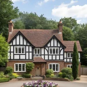 Half-Timber Harmony with Brick Base