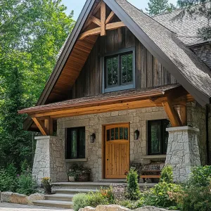 Chic Timber Abode with Stone Features