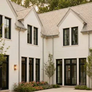 Courtyard Villa With Inky Window Grids