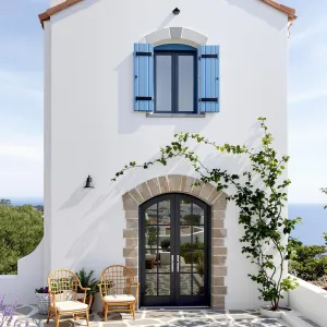 Idyllic Abode: Sunlit Symmetry Among Grecian Vines