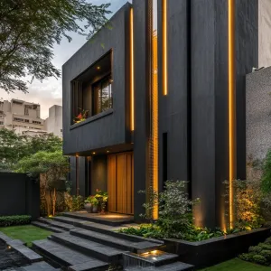 Jet-Black Jewel with Luminous Lines
