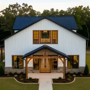 Barn-tastic Beauty: The White and Blue Wonder