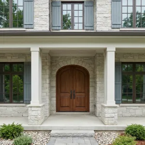 Calm Bluestone Entry With Rustic Arch