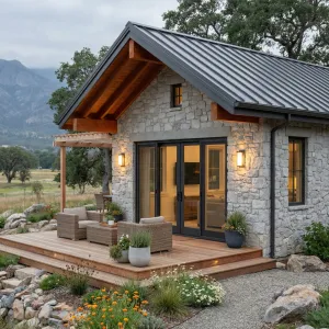 Mountain-Edge Stone Cottage Porch