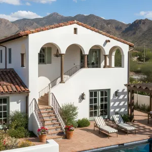 Arched Loggia Over Poolside Terrace