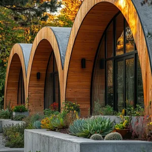 Unique Arched Wood Facade Design
