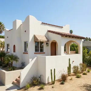 Cream Stucco Desertfront Spanish Bungalow