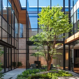 Glass-roofed Central Patio