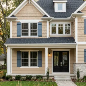 Blue Shutter Cottage In Wheat