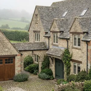 Misty Hillside Stone Haven With Breezeway
