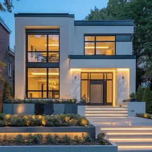 Modern Villa Illuminated at Dusk