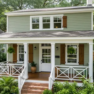 Inviting Avocado Retreat with Wooden Shutter Charisma