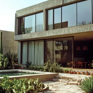 Concrete Oasis with Cactus Charm