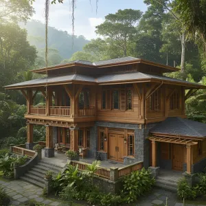 Terraced Timber Lantern Manor