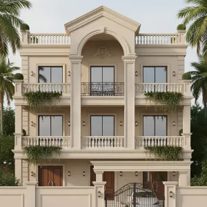 Archway Mansion With Cascading Balconies