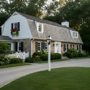 Stone-Base Gambrel With Shutter Charm