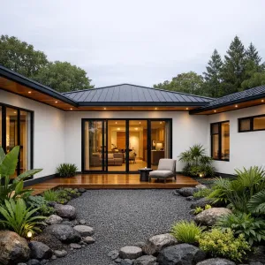 Pebble Courtyard Escape With Cozy Deck