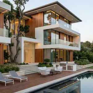 Terraced Timber And Glass Pool Retreat