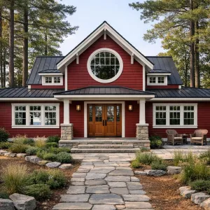 Circle Window Red Woodland Retreat