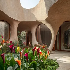 Curvy Oasis Amid Blossoms