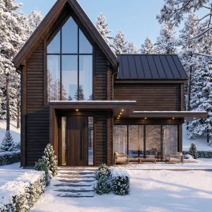 Nordic Glassfront Winter Cabin