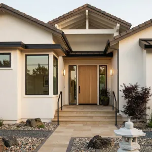 Zen Inspired Modern Stucco Entryway